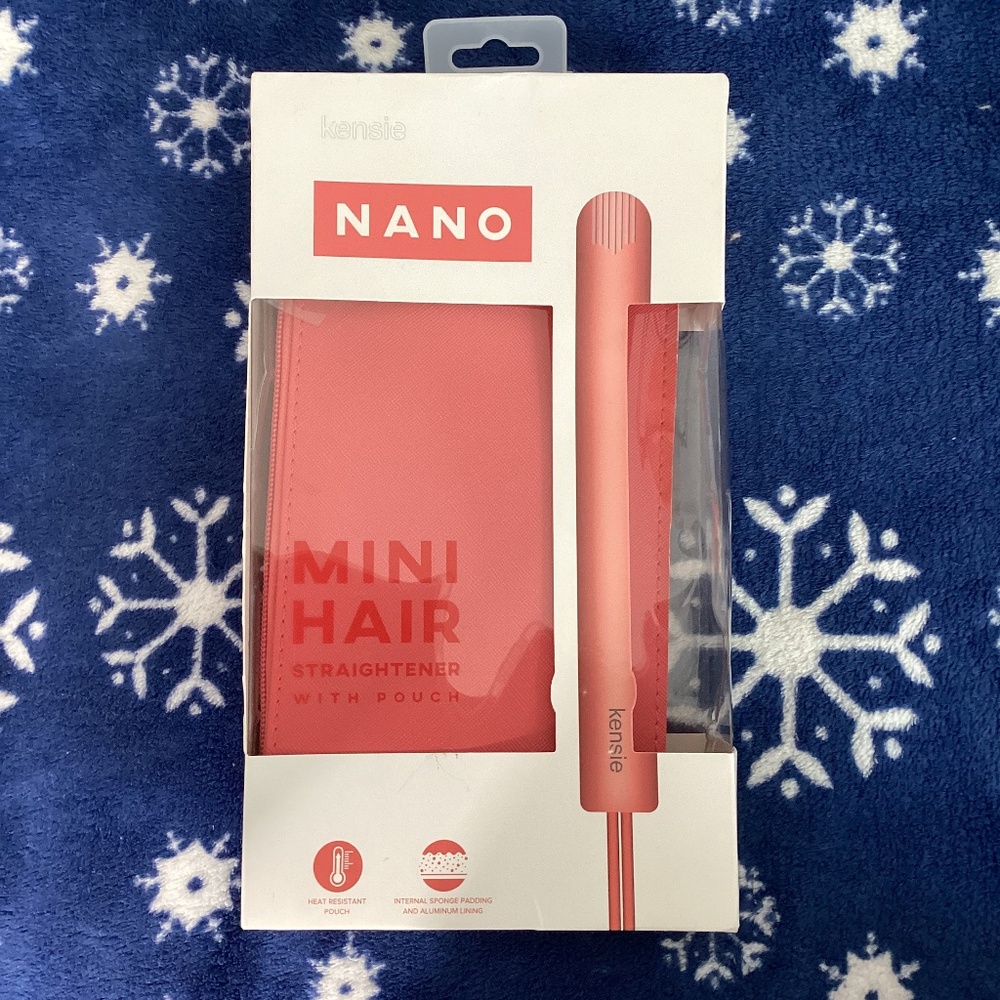 NEW  KENSIE NANO MINI PINK HAIR STRAIGHTENER WITH POUCH